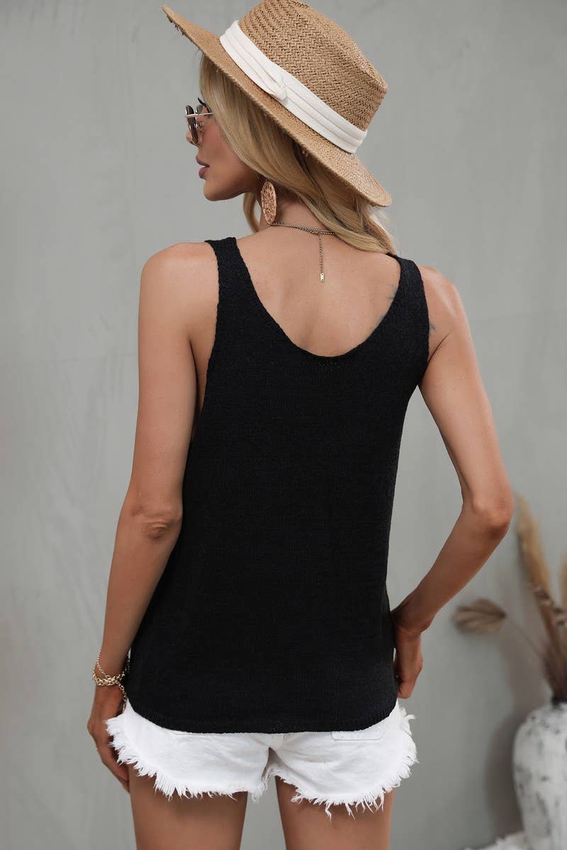 CWTTSL0215_V-Neck Sleeveless Pullover Sweater