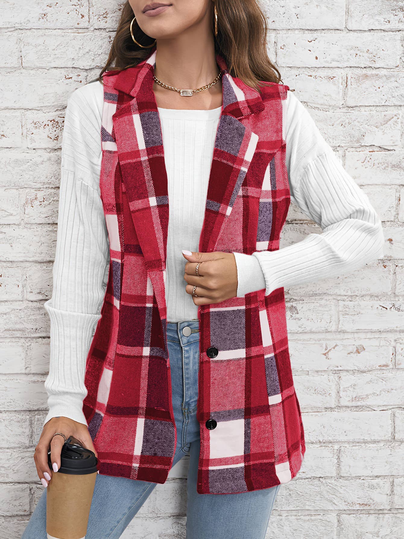 Elegant style all-in-one sleeveless cardigan