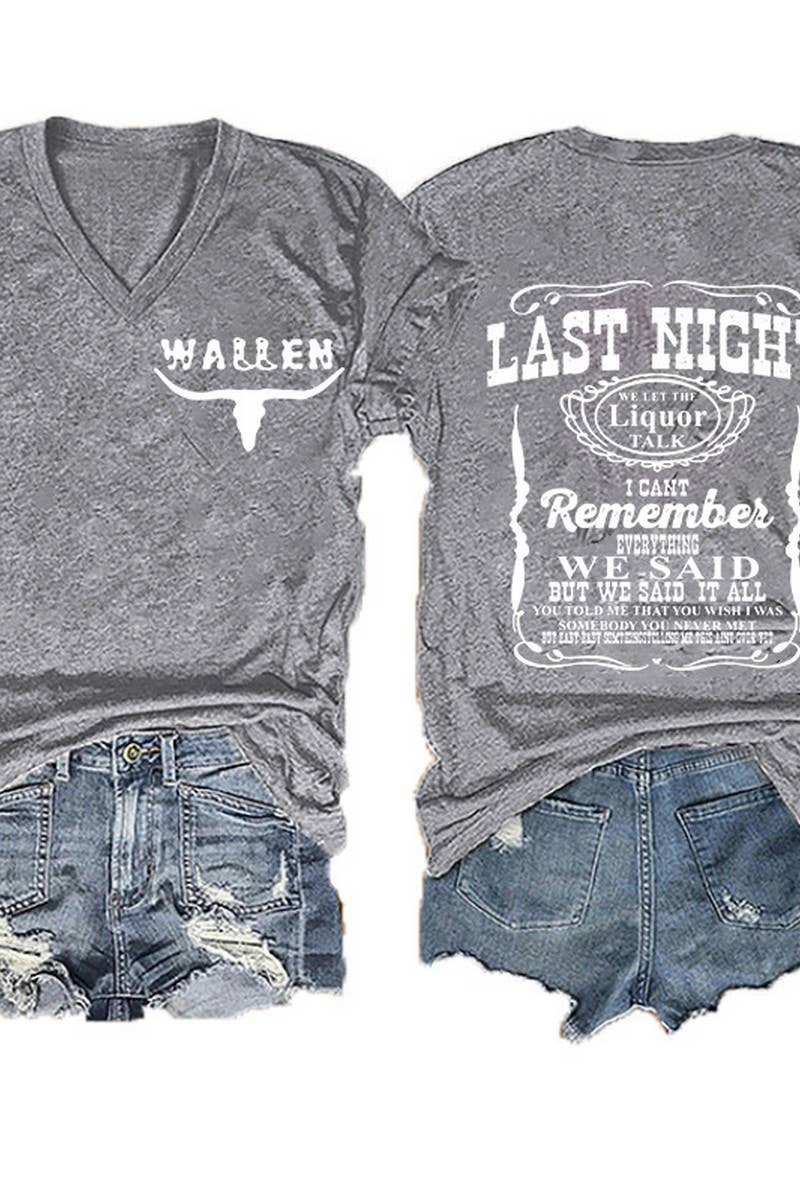 CWTTS1060_DOUBLE SIDED PRINTED V NECK SHORT SLEEVED T SHIRT