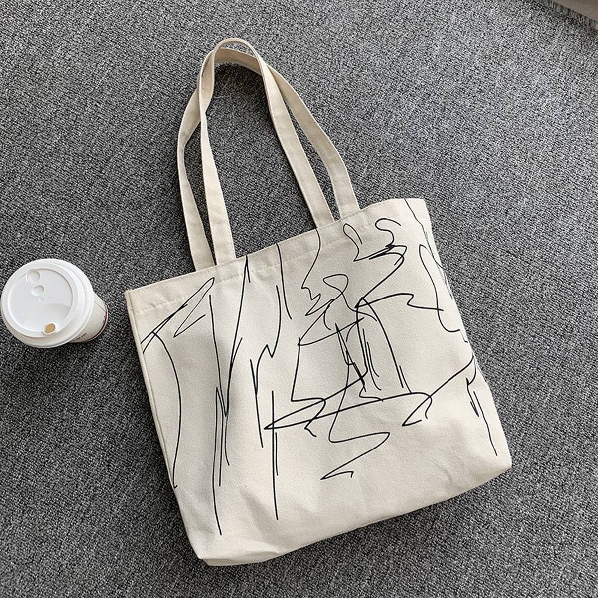 TOTE BAGS CANVAS WITH CUTE LETTER PRINT_CWAB2039