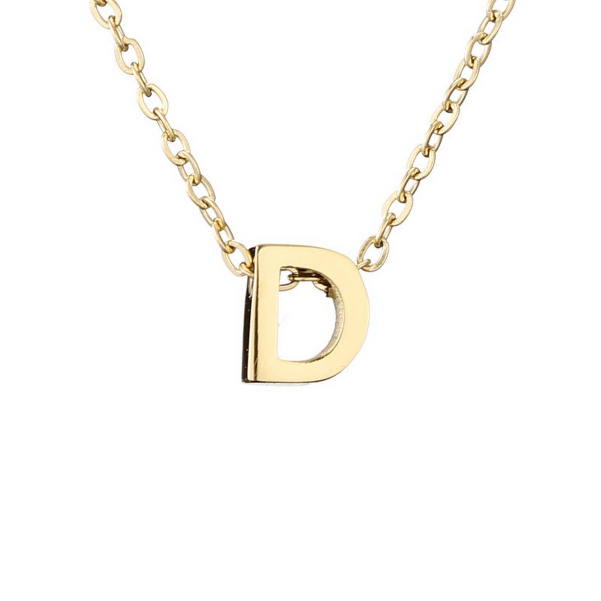 Fashion mirror polished gold letter necklace_CWMM5590