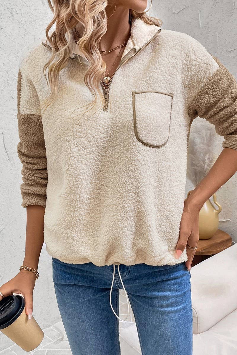 CWTBLL1774_HALF-ZIP COLLAR POLAR FLEECE SWEATSHIRT