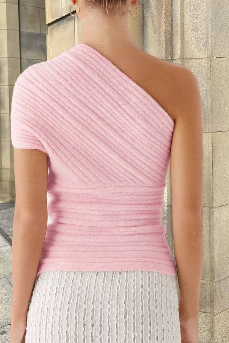 CWOSWS00159_ONE-SHOULDER SOLID COLOR KNITTED SWEATER TOP