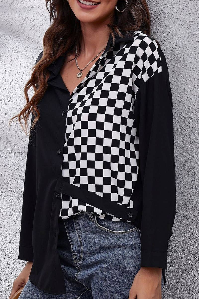 CWTBLSL0694_LOOSE AND VERSATILE LONG-SLEEVED CHIFFON SHIRT