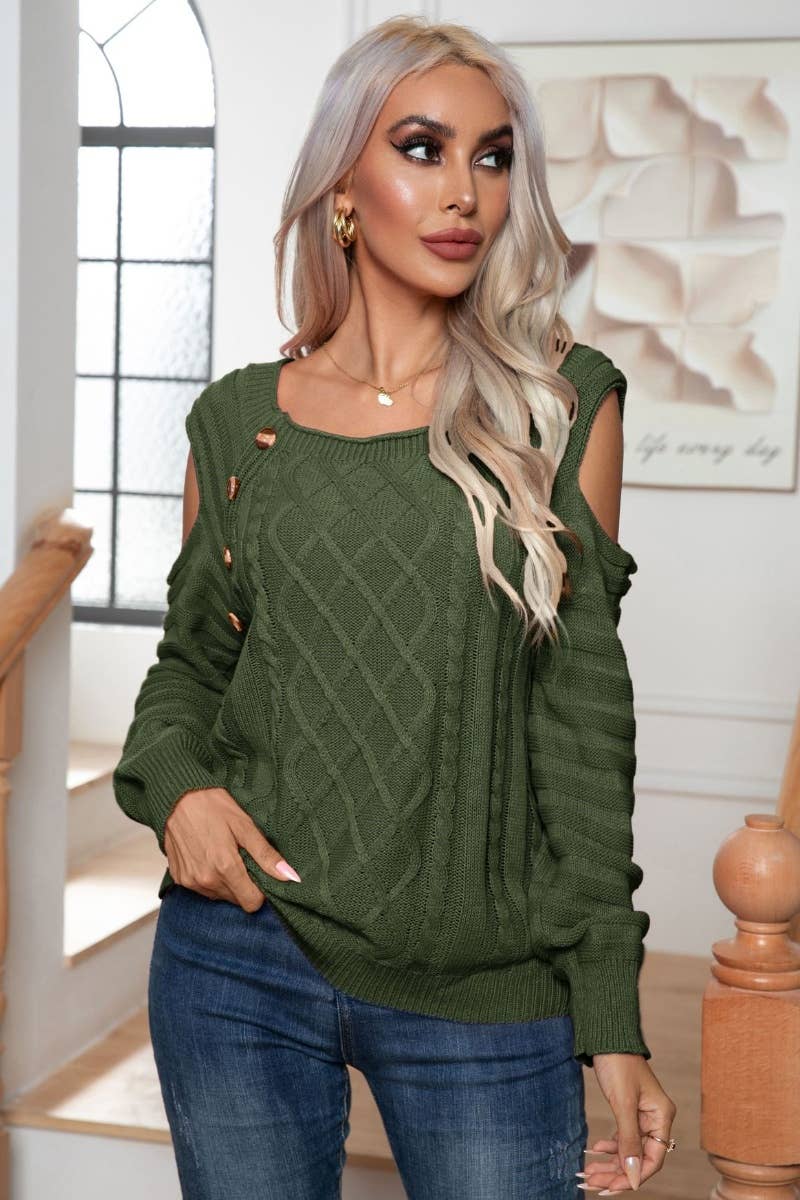 CWOSWL6368_WINTER BUTTON-DOWN LONG-SLEEVED SWEATER