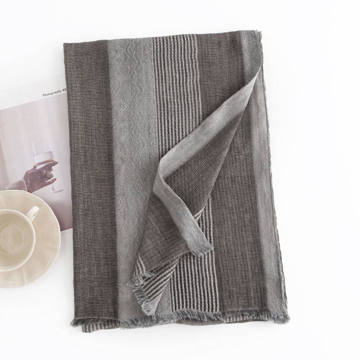 Boho Faux Cashmere Scarf - Vintage Wrap for Women_CWASC1005