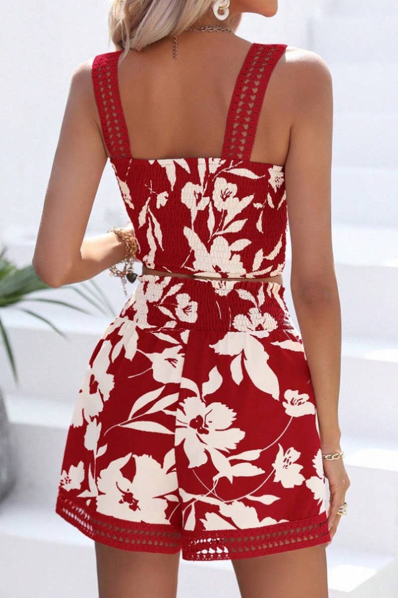 CWSTB2048_FLORAL PRINT CAMI TOP AND SHORTS SET