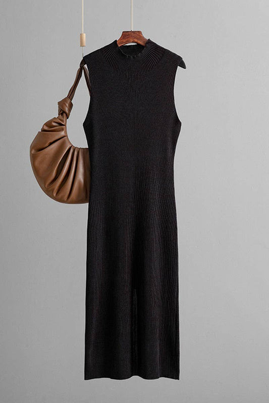 CWDMD01156_SOLID SLEEVELESS KNIT BODYCON TANK DRESS