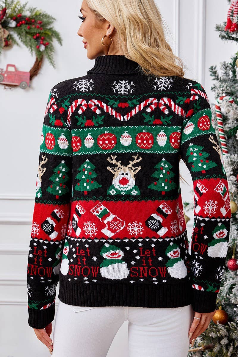 CWOSWL2429_TURTLENECK SNOWMAN CHRISTMAS SWEATER