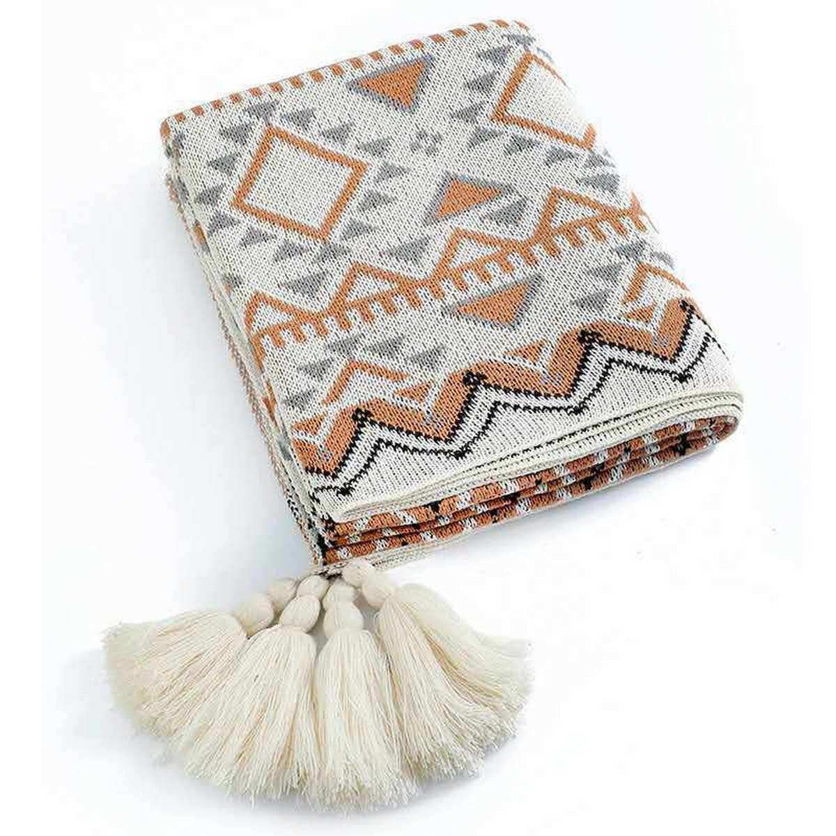 KNITTED BOHEMIAN SOFA BLANKET