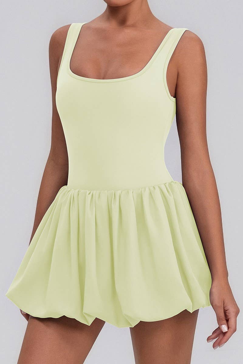 CWDSD8833_FITNESS YOGA PLEATED SKIRT FAKE TWO-PIECE DRESS