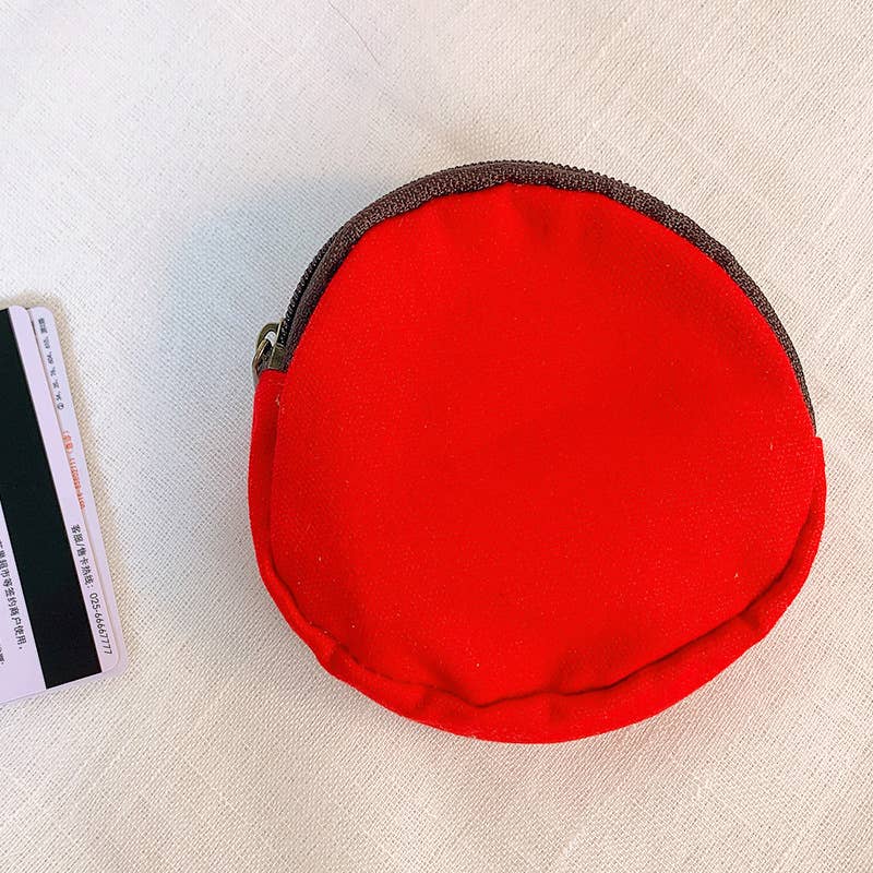 Round cartoon canvas coin purse and money bag