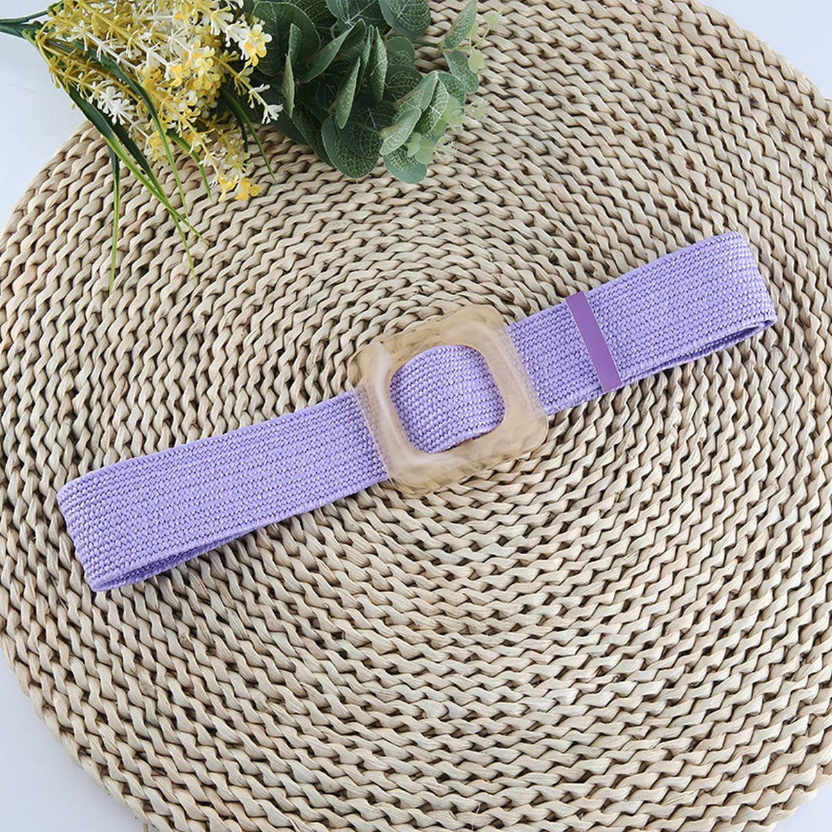 CWABE1175_NEW STYLE SQUARE BUCKLE ELASTIC BRAIDED BELT