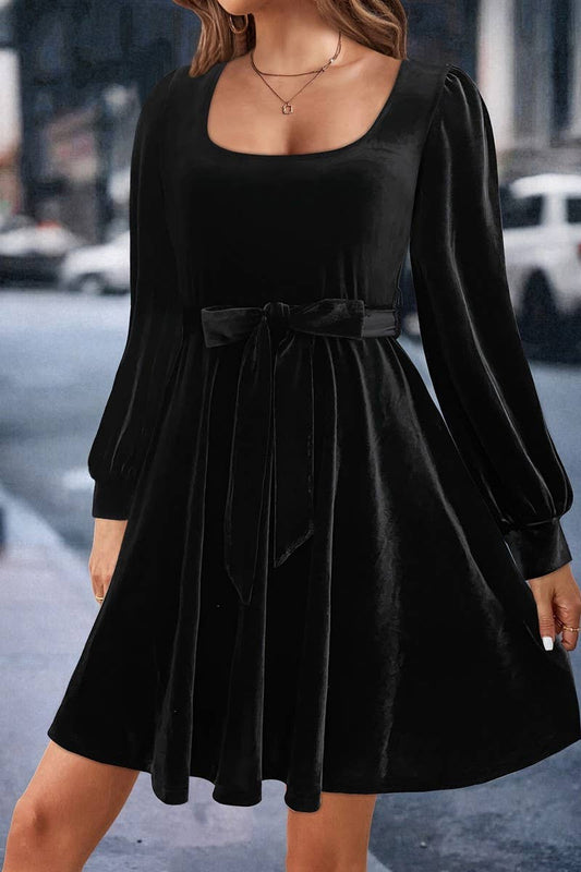 CWDSD7622_ELEGANT AND VERSATILE SLIM WAIST STRETCH DRESS