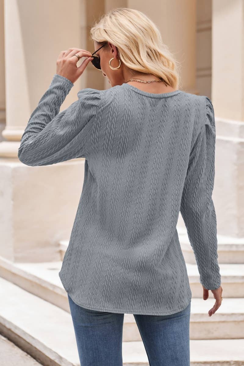 CWTBLL2715_CREW-NECK LONG-SLEEVED TOP WITH PUFFED SLEEVES