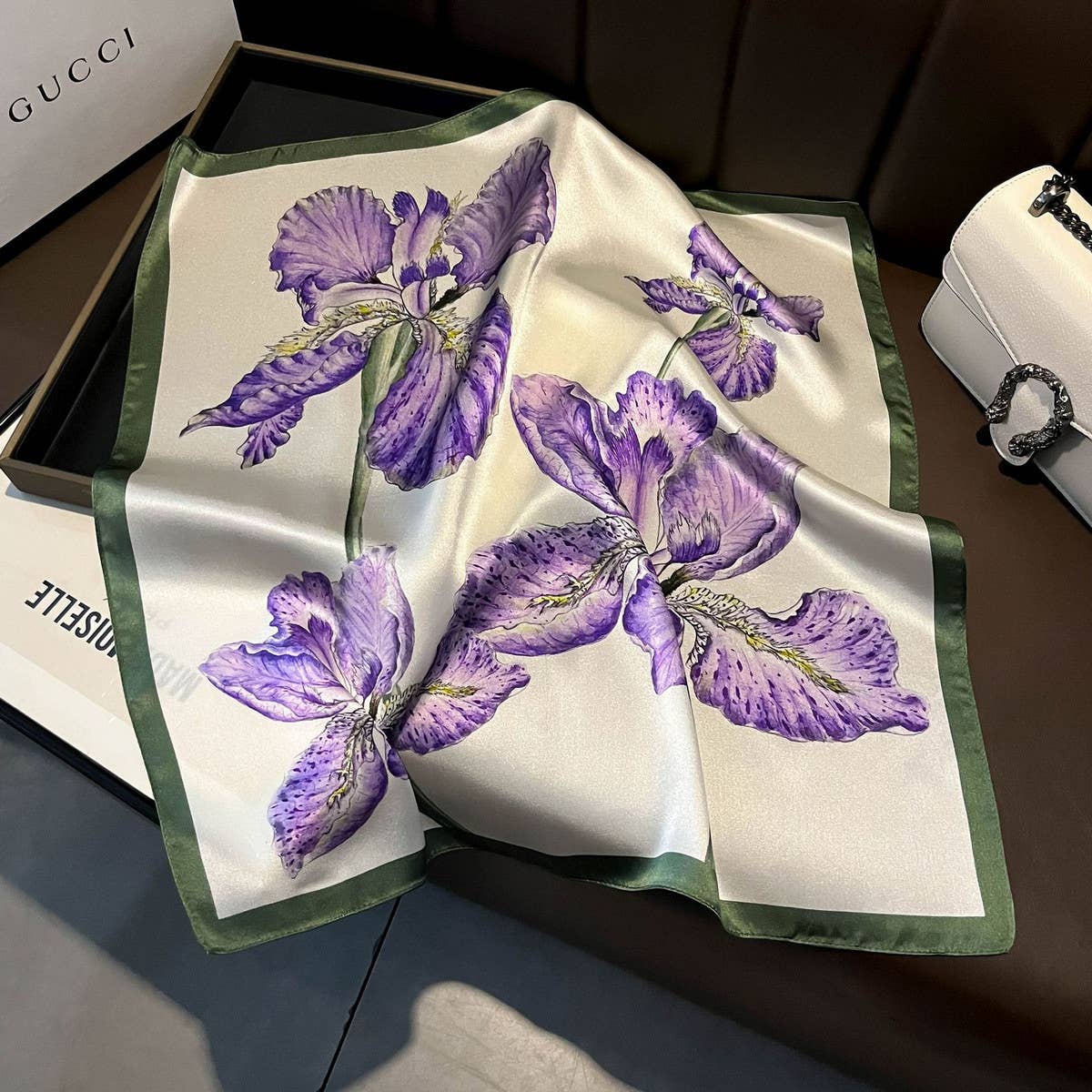 Silk Skinny Scarf - Purple Neck & Hair Ribbon