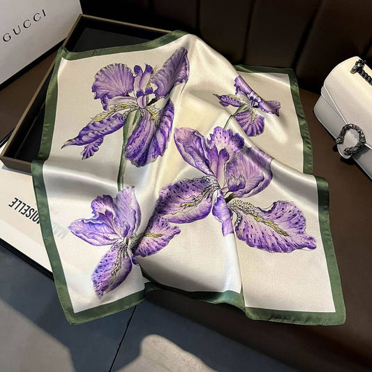 Silk Skinny Scarf - Purple Neck & Hair Ribbon