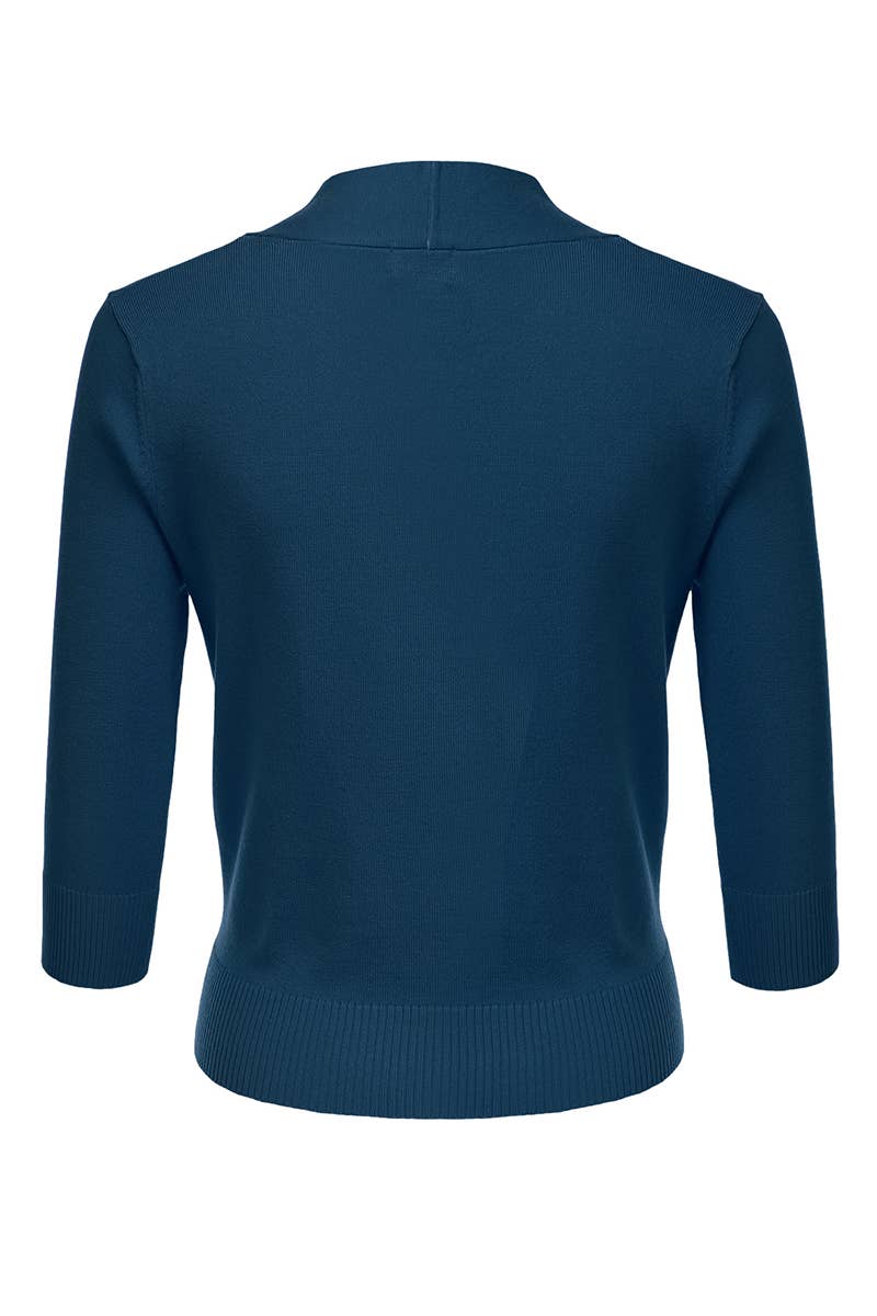 AWOCAS074_Basic 3/4 Sleeve Open Front Cropped Cardigan