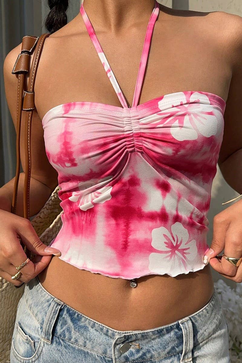 CWTTSL0475_SUMMER SEXY TIE-DYE HALTER TOP