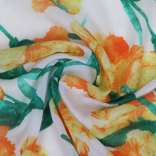 Floral Scarf - Lightweight Beach Wrap for Women