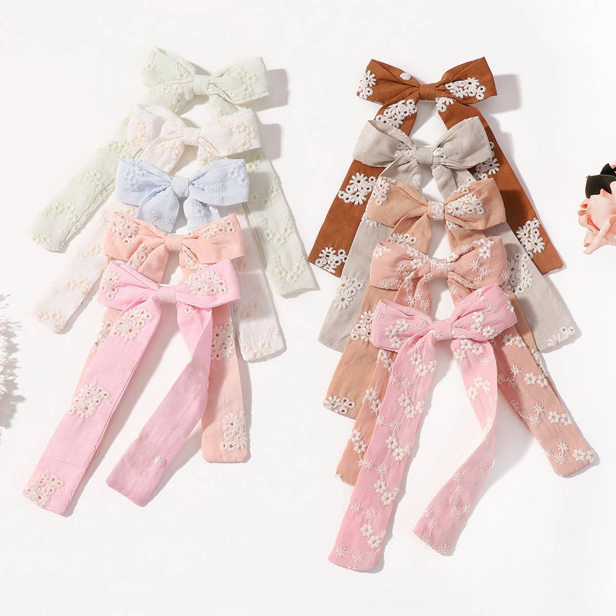 CHILDREN'S RIBBON BOW EMBROIDERED HAIRPIN