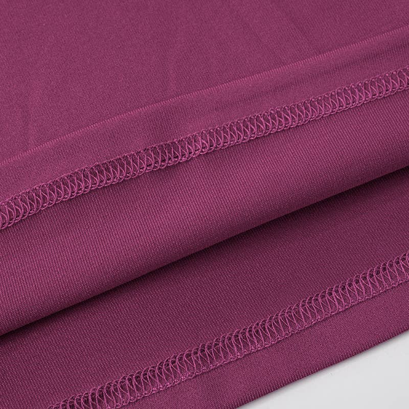 DIAGONAL NECK CROSS PLEATED SOLID COLOR TIGHT TOP