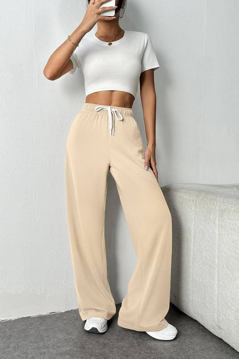 CWBLP01040_HIGH WAIST WIDE LEG DRAWSTRING SWEATPANTS