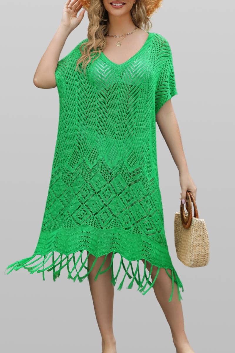 CWDSD3927_KNIT CREW NECK SHORT SLEEVE CUTOUT DRESS