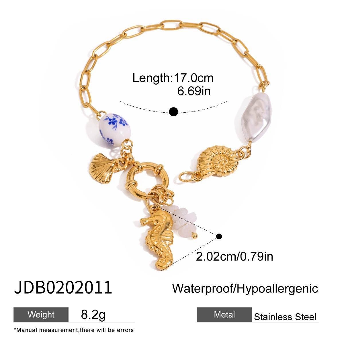 18K Gold Shell & Pearl Charm Bracelet_CWAJE4626