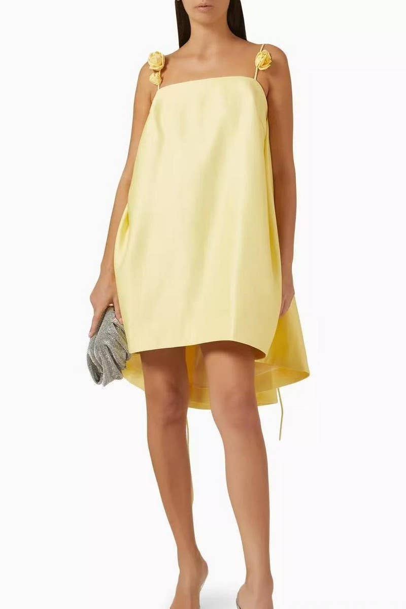 CWDHL0925_SUMMER SEXY YELLOW BACKLESS MINI SKIRT