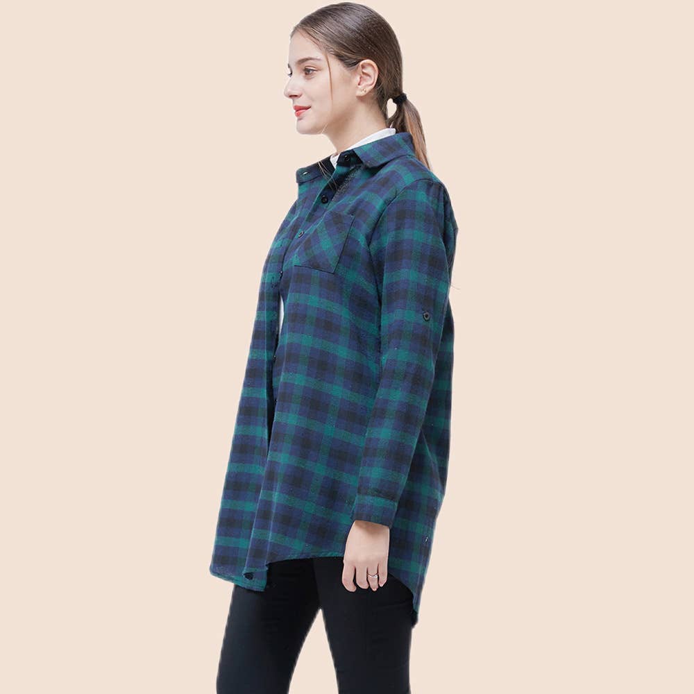 Casual checked long-sleeved shirt