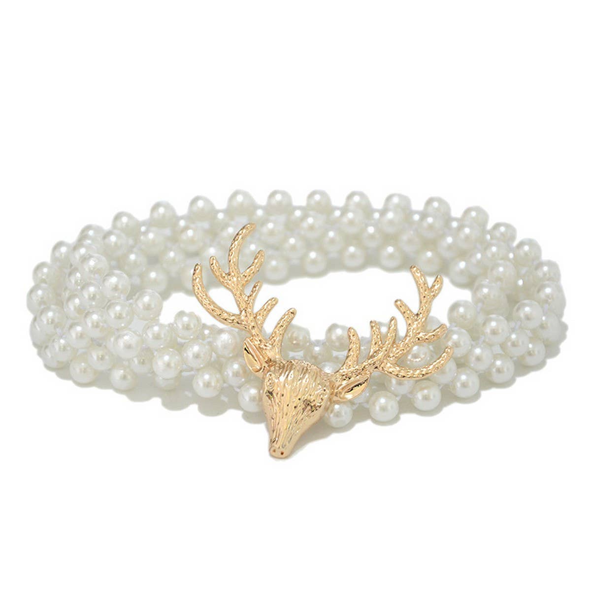 ELEGANT DEER HEAD BUCKLE PEARL WAIST CHAIN_CWABE0506