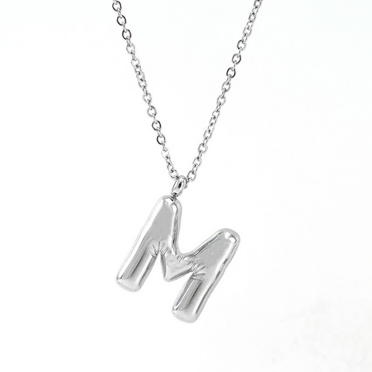 CWAJE1946_Steel Color Bubble Letter Necklace
