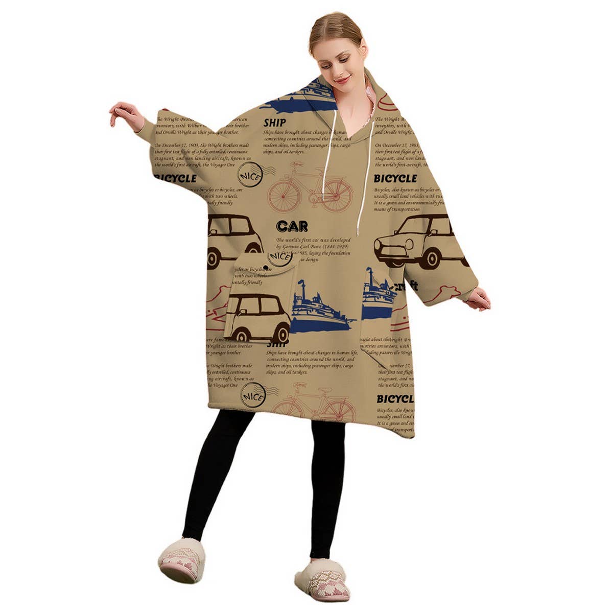 Thick Flannel Hoodie Blanket for Home & Outdoors