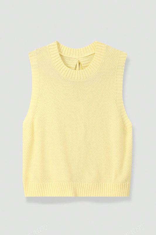 CWOV0715_SUMMER KNIT BACKLESS TIE UP VEST