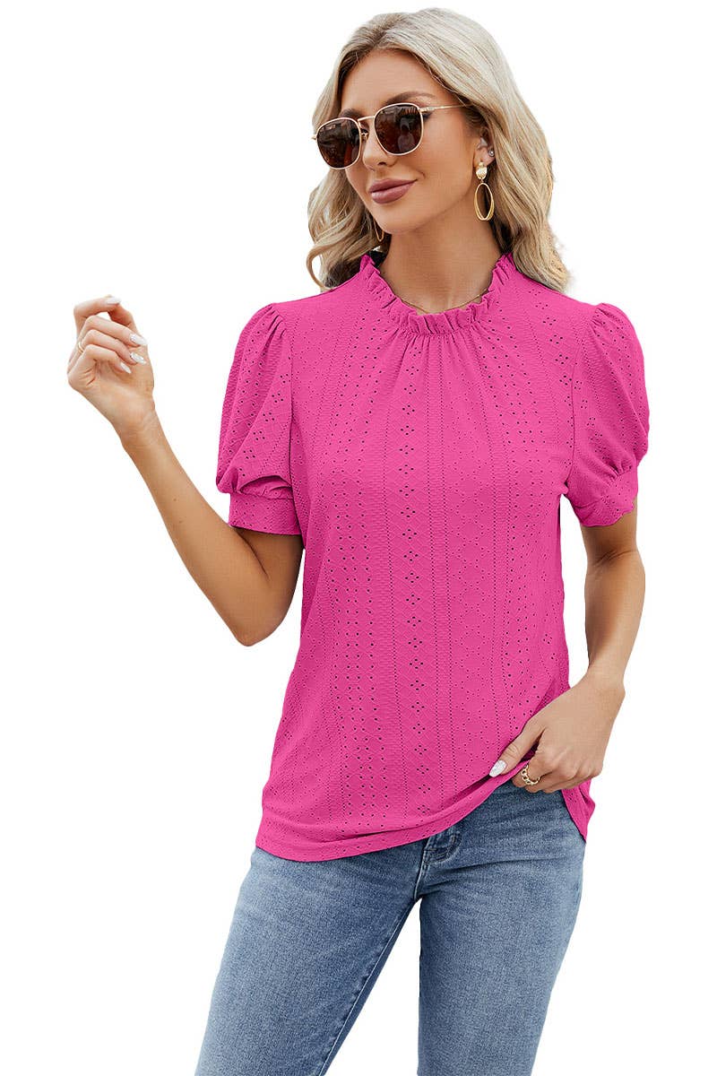 CWTBLS0298_Round Neck Short Sleeved Top