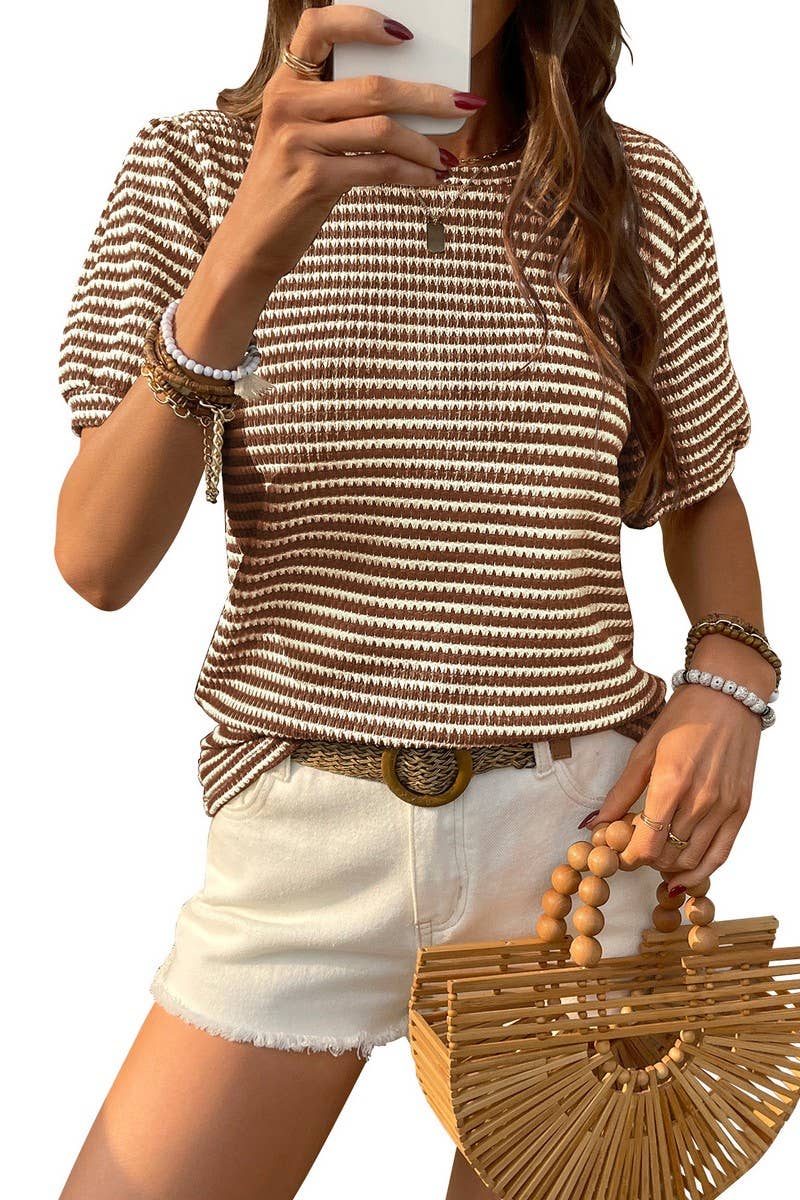 CWTTS1360_SUMMER WOMEN'S CASUAL PUFF SLEEVE TOPS