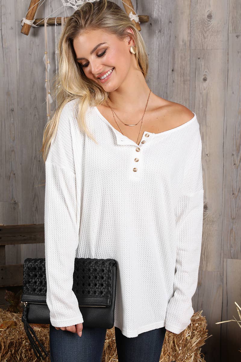 CWTTL1402_Round Neck Casual Long Sleeved Top