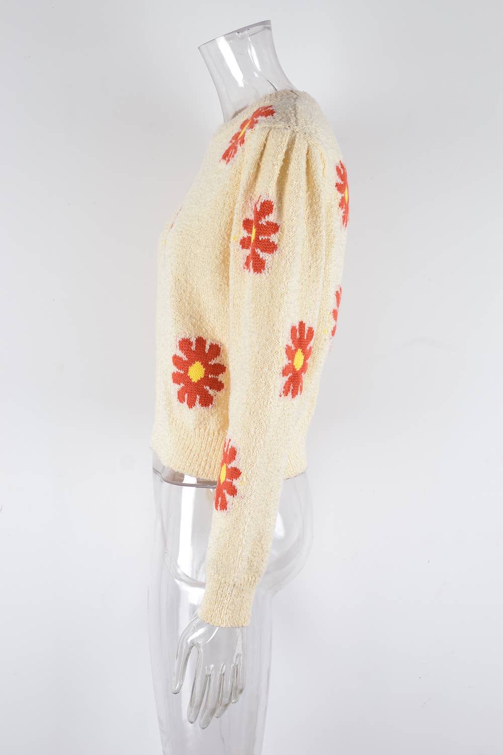 DAISIES ROUND NECK FLOWER KNIT FASHION SWEATER