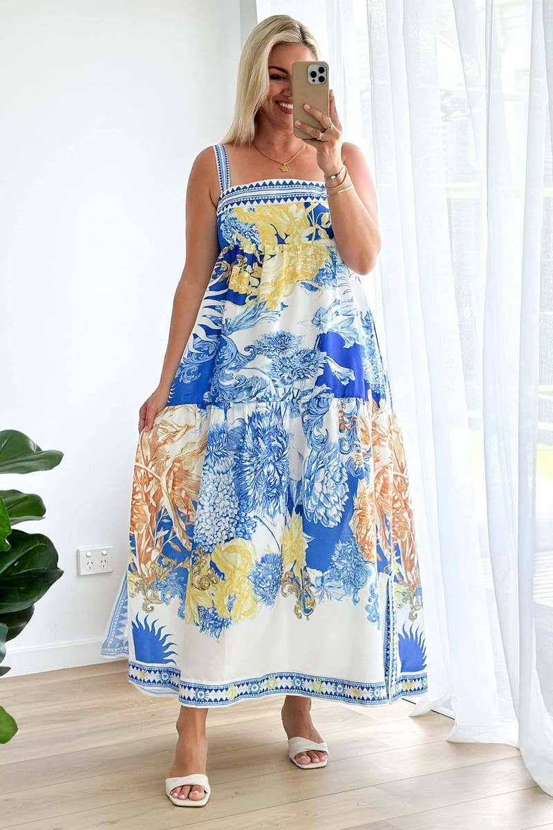 CWDHL1078_SUMMER HOLIDAY STYLE SUSPENDER DRESS