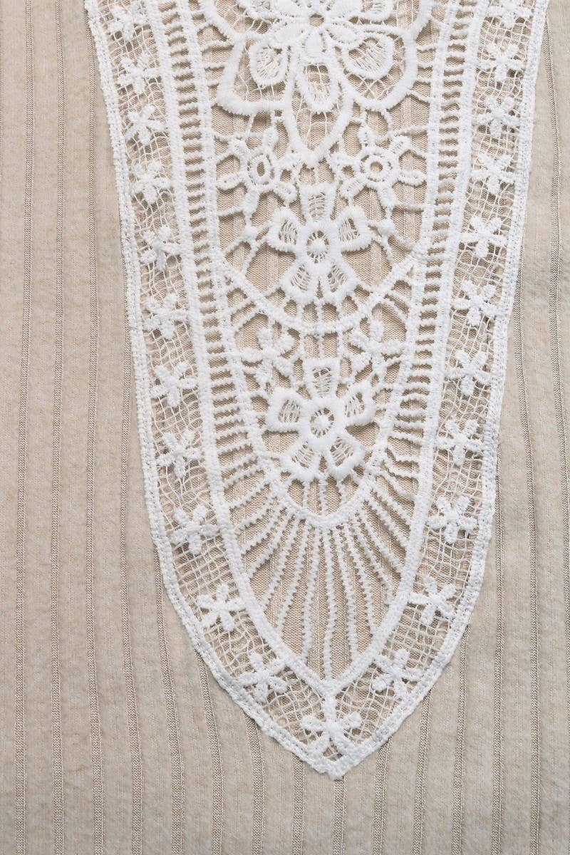 CWTBLL00769_LACE BACK LONG SLEEVE KNIT CASUAL PULLOVER TOP