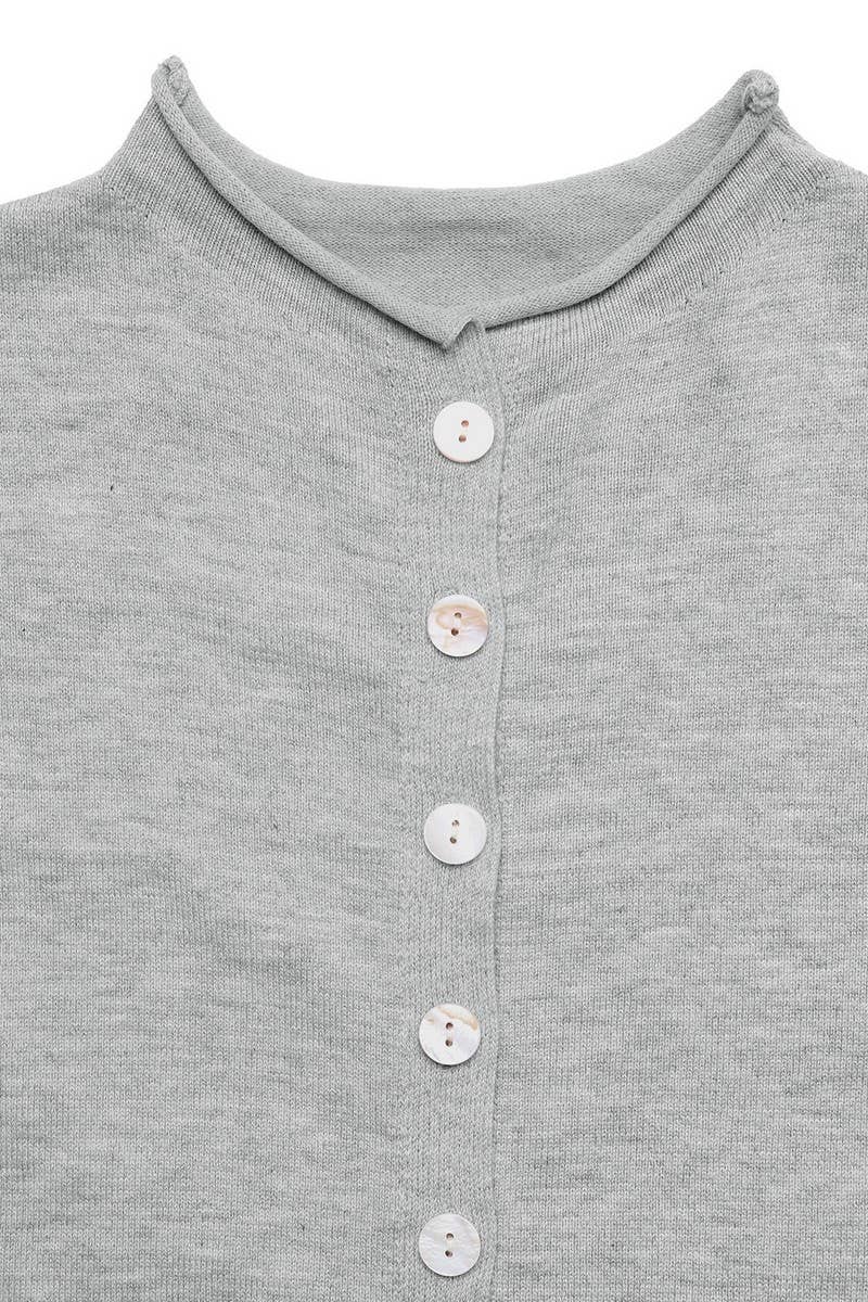 CWOCAL00593_SINGLE BUTTON CREWNECK KNIT CARDIGAN SWEATER