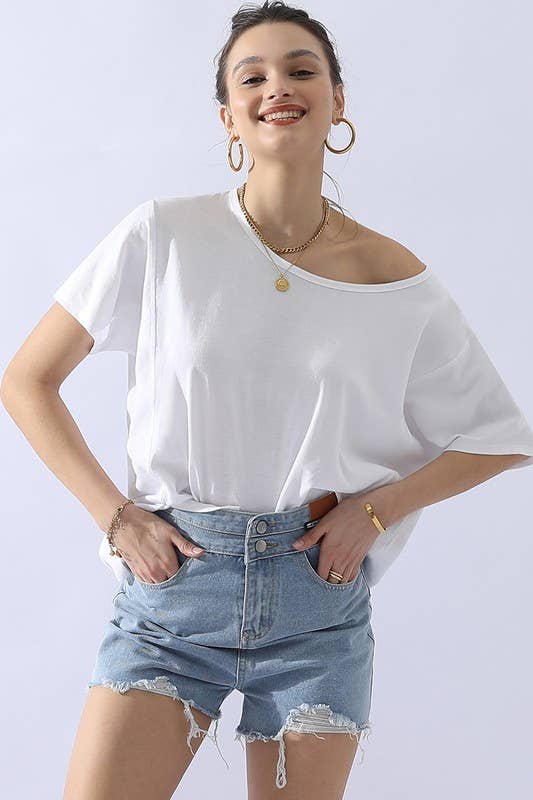 CWTTS691_LOOSE FIT ROUND NECK SHORT SLEEVE T SHIRT TOP