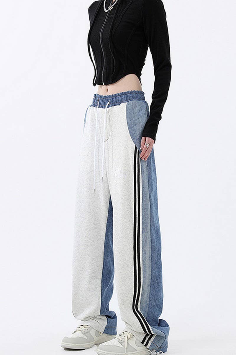 CWBLP1840_SPORTS CASUAL STITCHING LOOSE WIDE-LEG PANTS