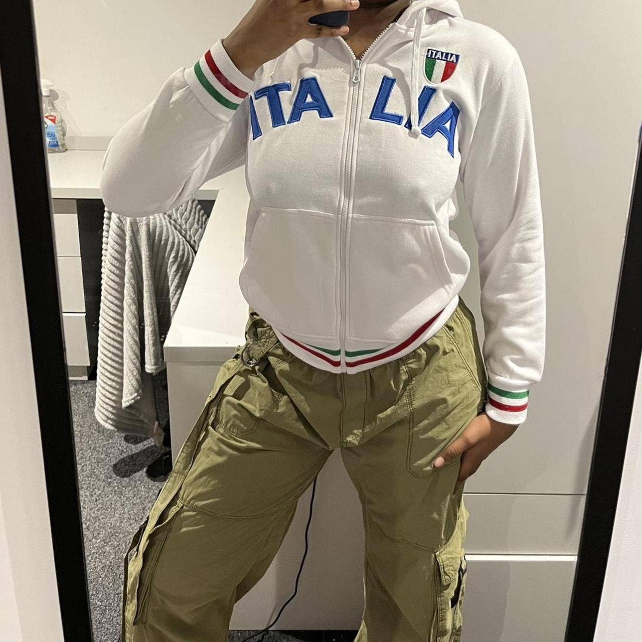 CASUAL LETTER-EMBROIDERED SLIM-FIT ZIPPER HOODIE