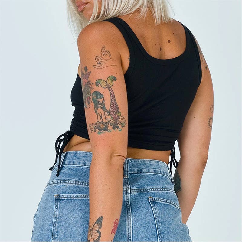 Fashion trend pleated ribbed slim-fit short vest