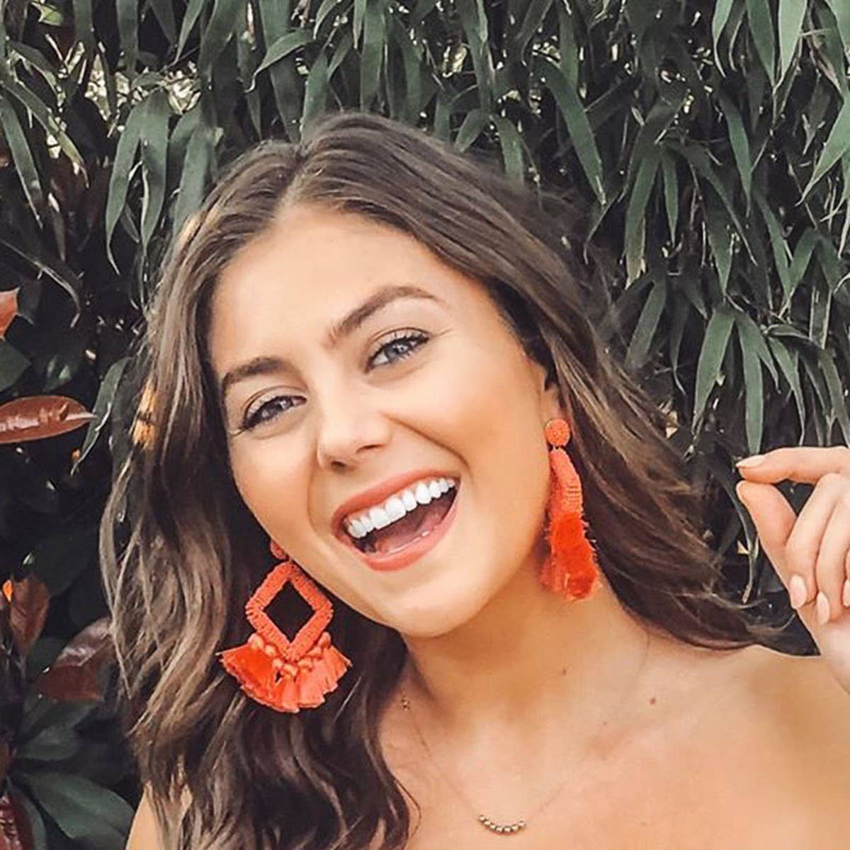 GEOMETRIC DIAMOND SHAPED RICE BEAD TASSEL EARRINGS