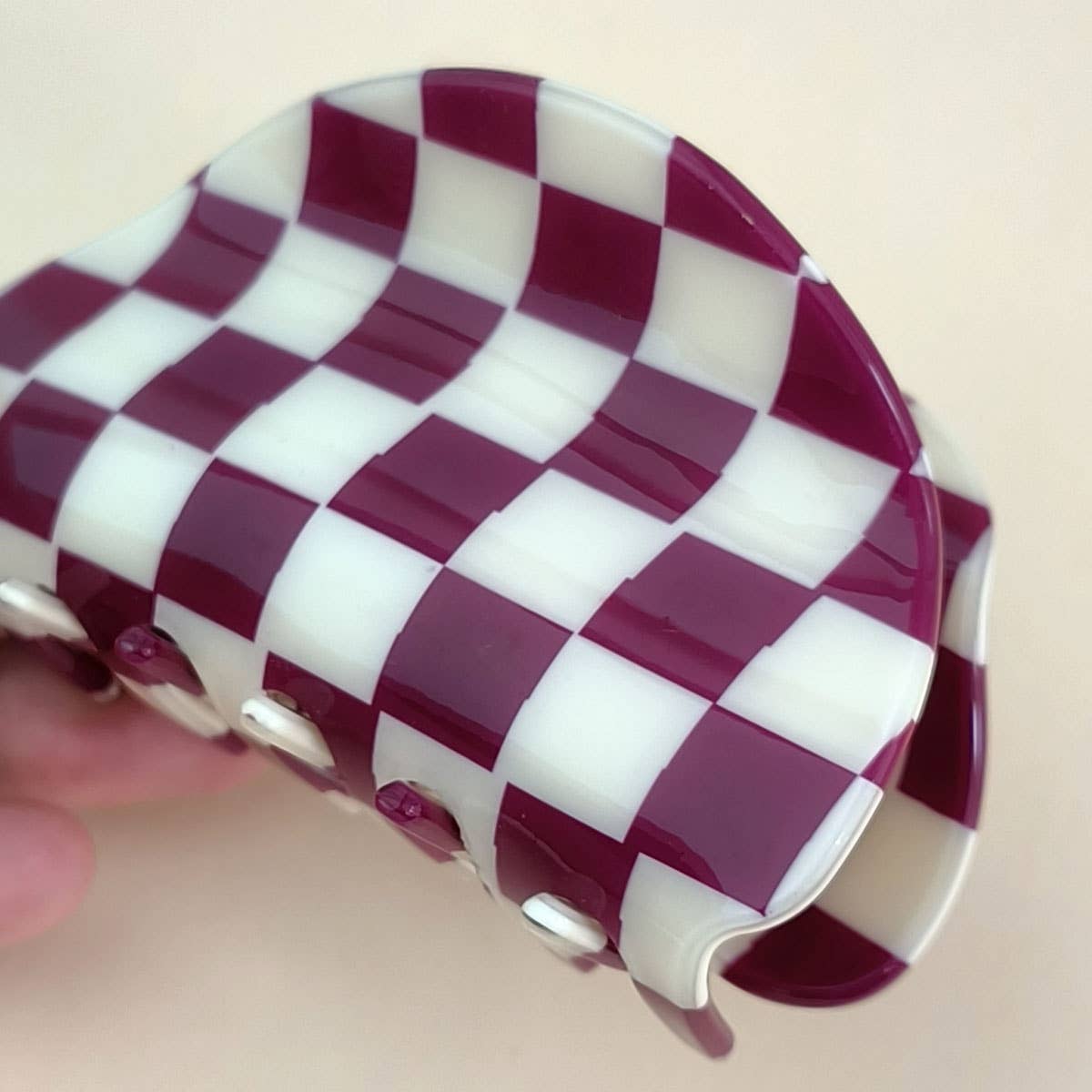 3.23"CHECKERED HAIR CLAW CLIP_CWAHA0313