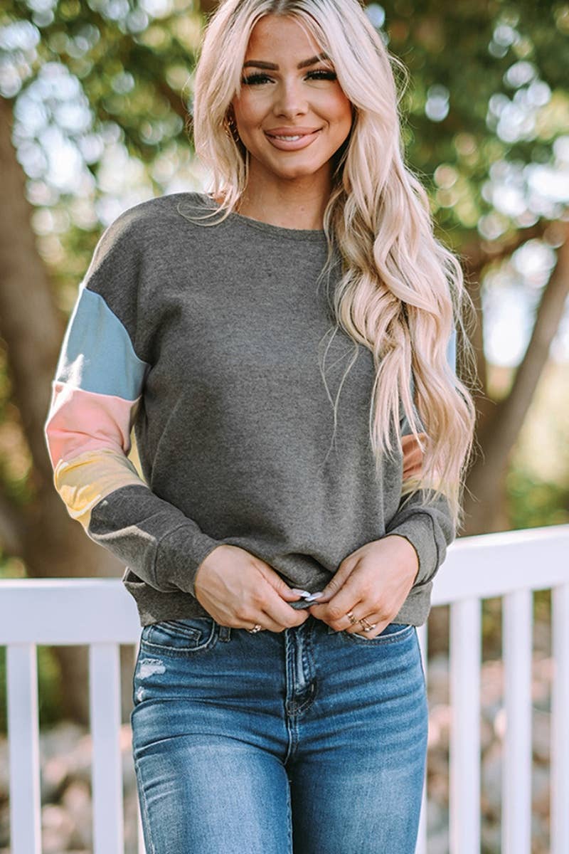 CWOSWL6685_ROUND NECK COLOR MATCHING LONG SLEEVE SHIRT