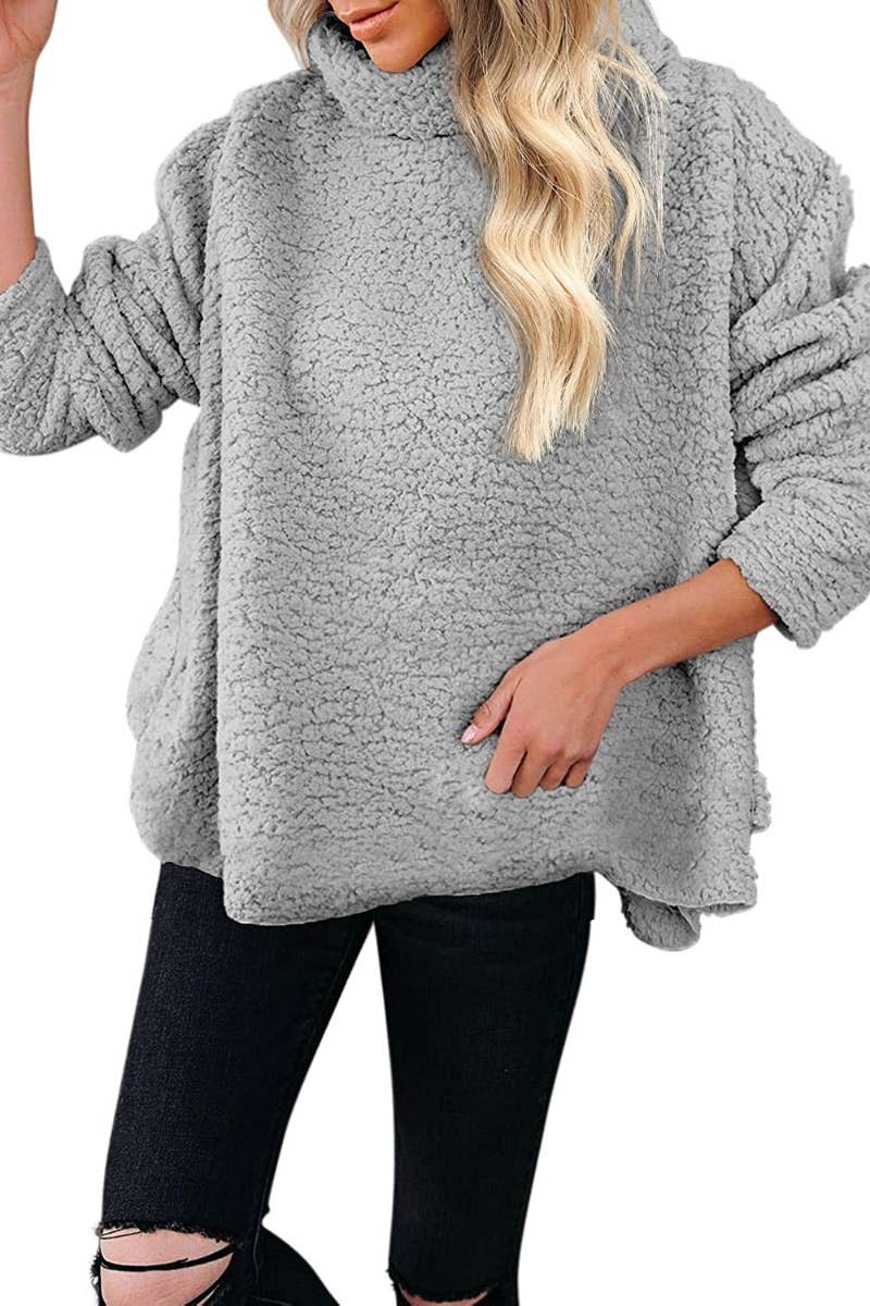 CWOSWL6740_WINTER TURTLENECK PLUSH LONG-SLEEVED TOP